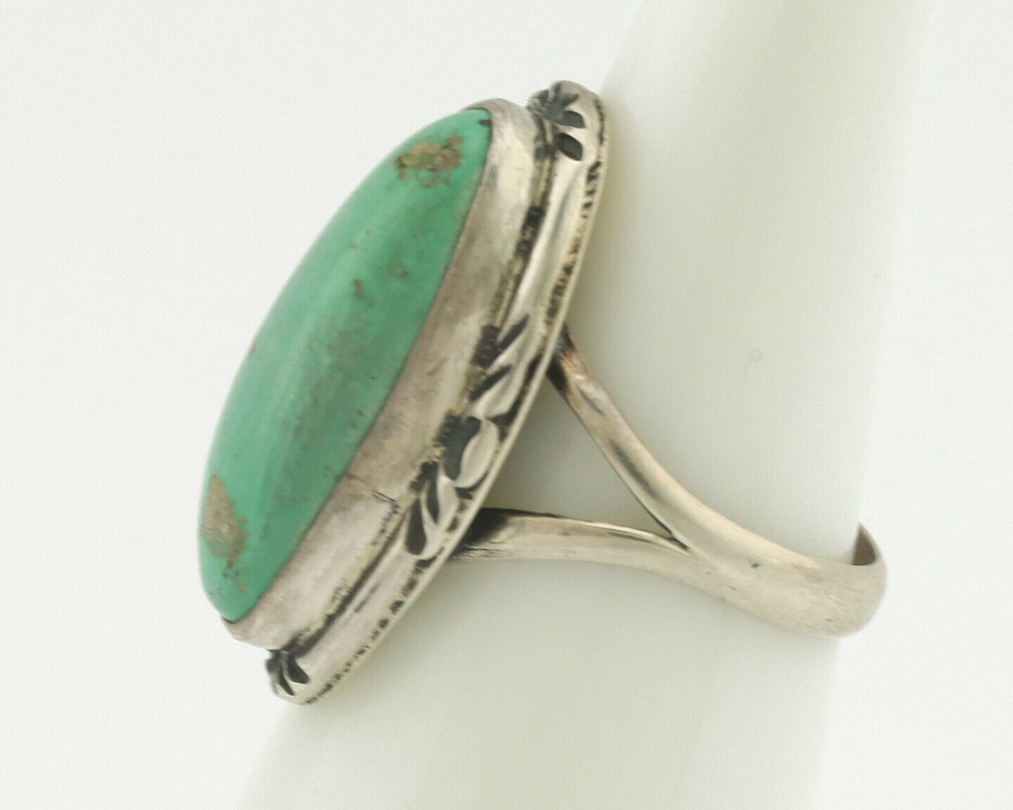 Navajo Ring .925 Silver Natural Turquoise Artist Signed Native American C.80's