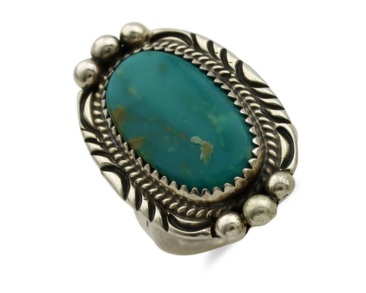 Navajo Ring 925 Silver Natural Blue Turquoise Signed M Begay C.80's