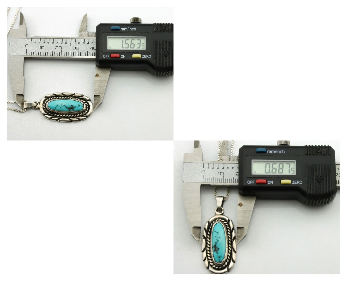 Navajo Necklace .925 Silver Sleeping Beauty Turquoise Signed M Montoya C.80's
