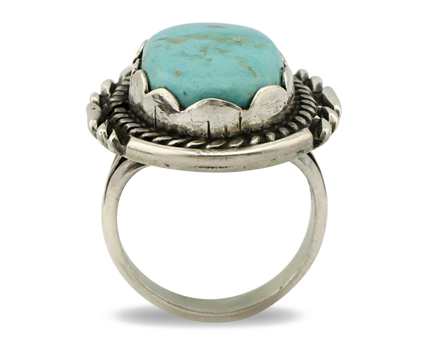 Navajo Ring .925 Silver Turquoise Mountain Apache MFG C.80's