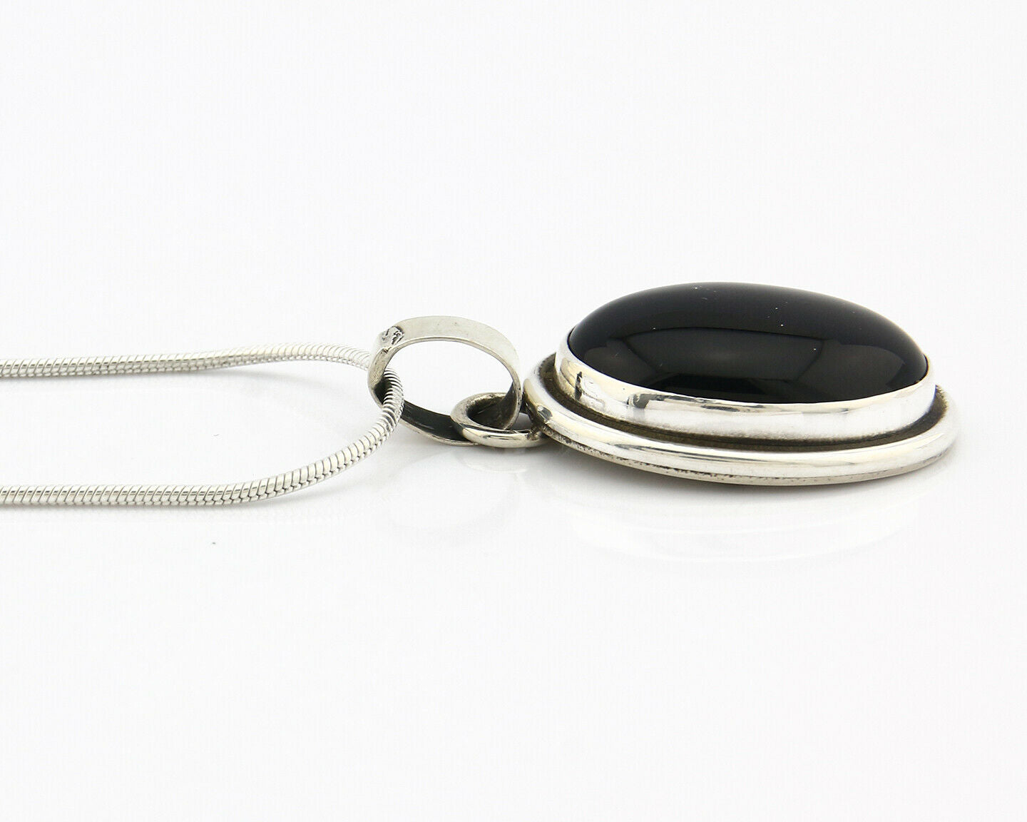 Navajo Onyx Necklace .925 Silver Artist Signed Native American C.80's