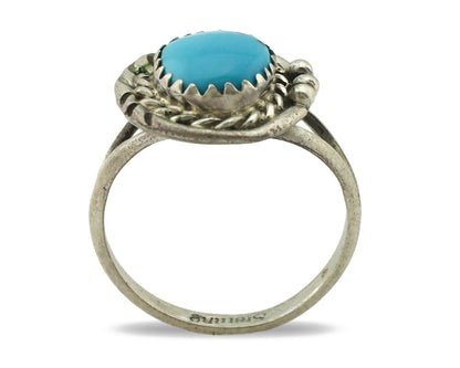Navajo Ring .925 Silver Sleeping Beauty Turquoise Native Artist C.80's