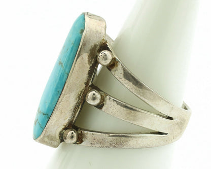 Navajo Ring .925 Silver Blue Turquoise Artist Signed LY C.1980's