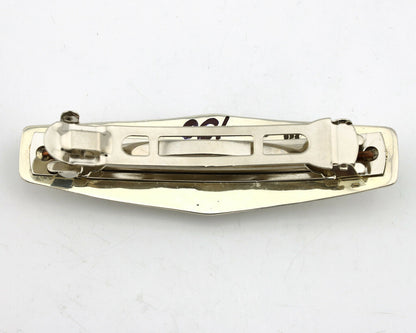 Navajo Hair Clip .925 Silver Globe Turquoise Barrette C.80's