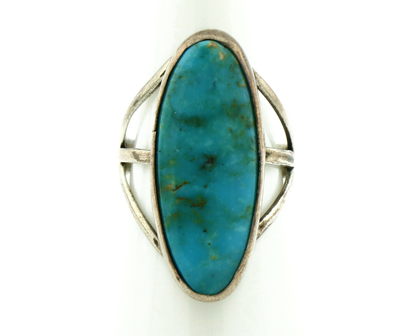 Navajo Ring .925 Silver Nevada Turquoise Native American Artist C.80's
