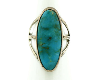 Navajo Ring .925 Silver Nevada Turquoise Native American Artist C.80's