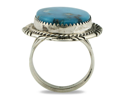 Navajo Ring .925 Silver Blue Gem Turquoise Artist Signed M Begay C.80's