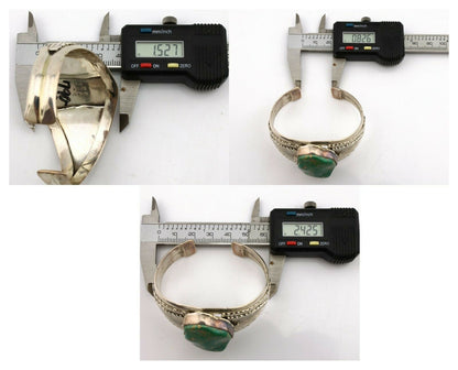 Navajo Cuff Bracelet .925 Silver Blue Green Turquoise Signed Tom Willeto C.80's