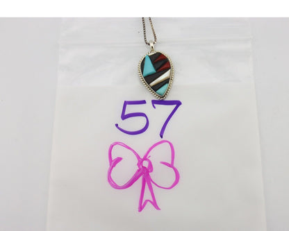 Navajo Handmade Pendant 925 Silver Natural Gemstone Native American Artist C80s