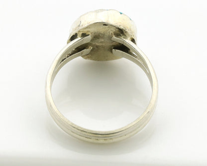 Navajo Ring .925 Silver Sleeping Beauty Turquoise Native American Artist C.1980s
