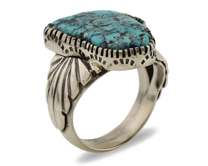 Navajo Ring .925 Silver Sleeping Beauty Turquoise Artist Signed DK C.80's