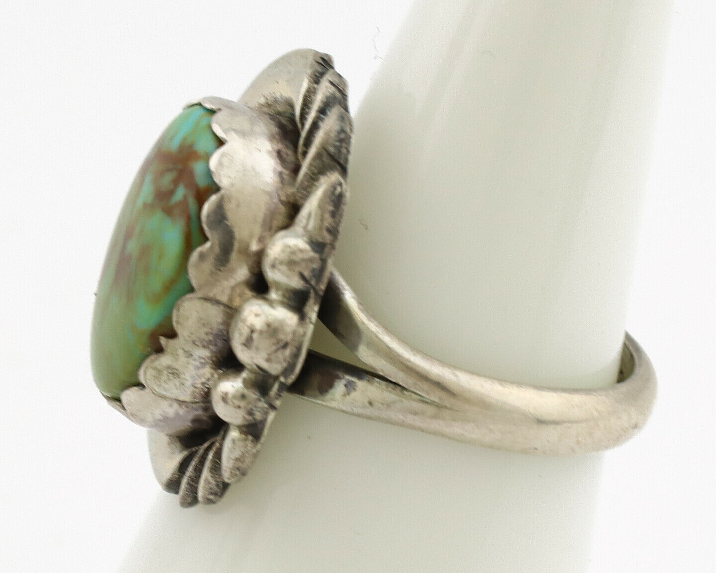 Navajo Ring .925 Silver Kingman Turquoise Native American Artist C.1980's