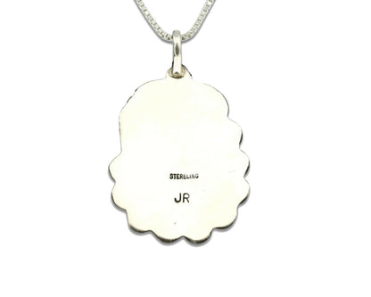 Navajo Necklace .925 Silver Nevada Black Turquoise Signed JR C.1980's