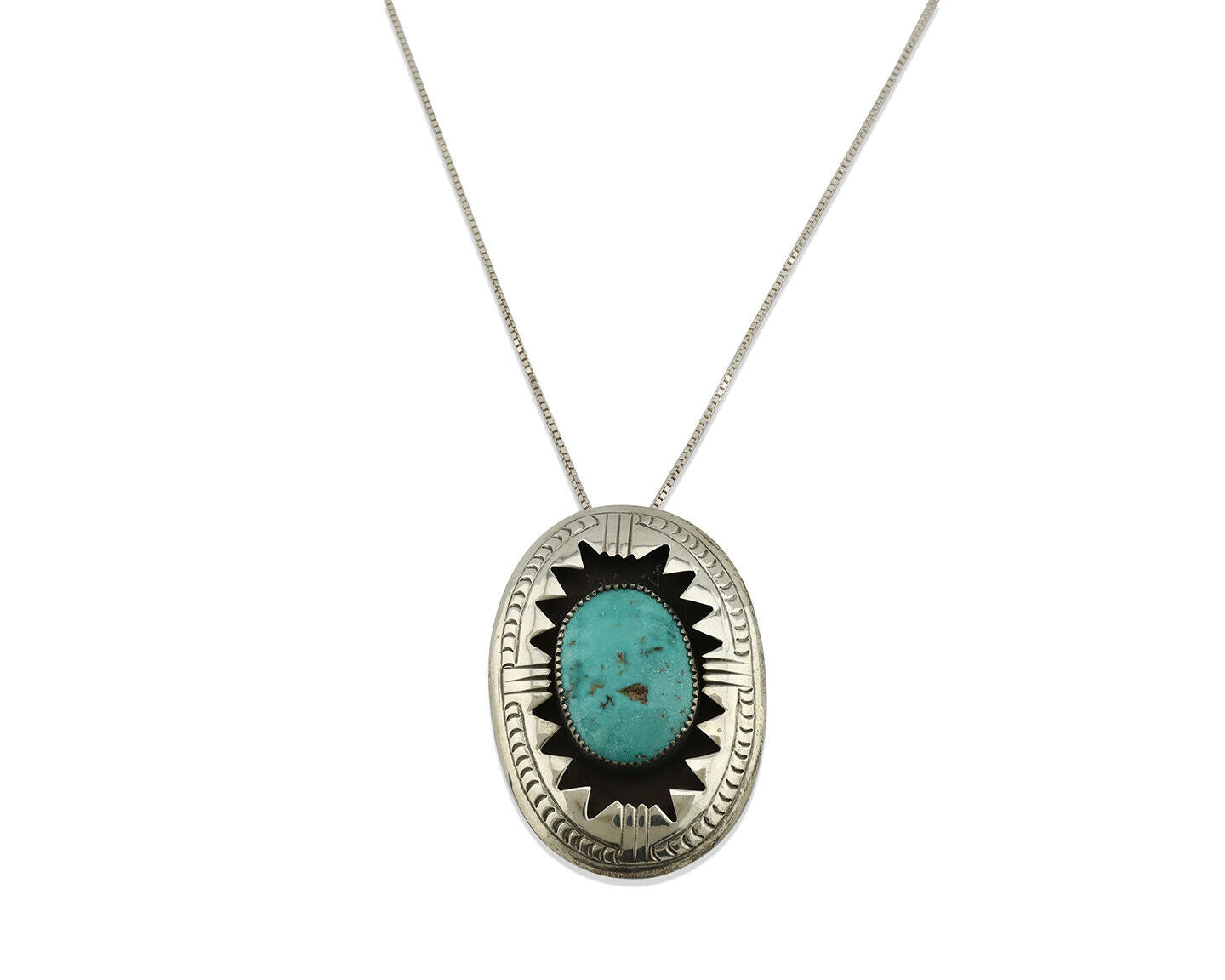 Navajo Pendant .925 Silver Blue Turquoise Native American C.80's