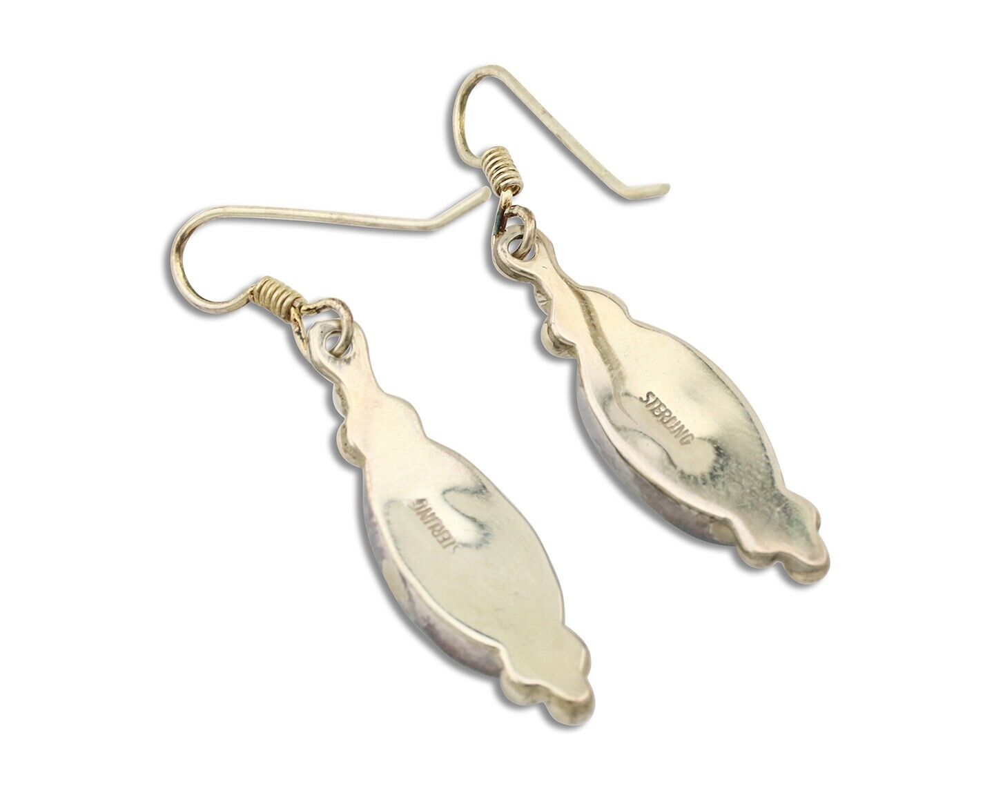 Navajo Earrings 925 Silver Blue Turquoise Native American Artist C.80's