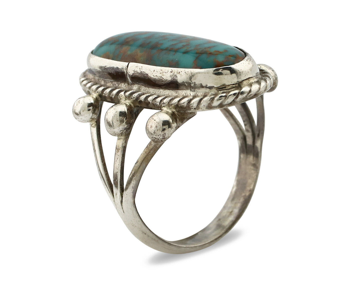 Navajo Ring .925 Silver Blue Southwest Turquoise Native American Artist C80s