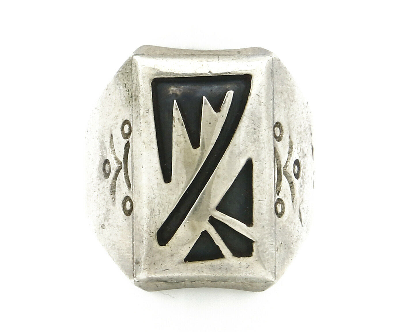 Navajo Overlay Ring .925 Handmade Native American C.80's