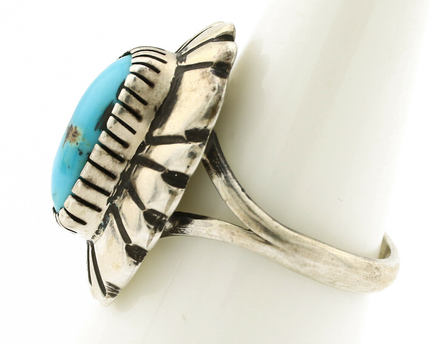 Navajo Ring .925 Silver Arizona Turquoise Signed M Montoya C.80's