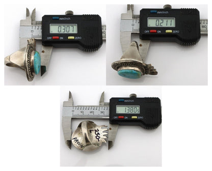 Navajo Ring 925 Silver Natural Mined Blue Turquoise Signed JD C.80's