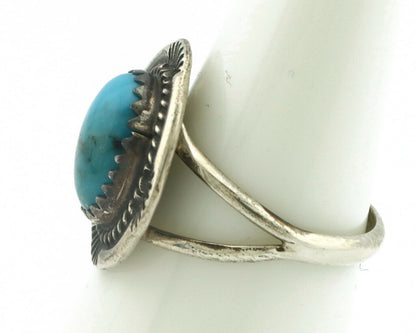 Navajo Ring .925 Silver Natural Blue Turquoise Native American Artist C.80's
