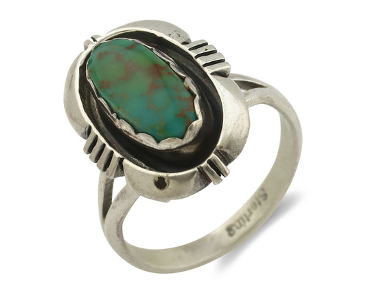 Navajo Ring .925 Silver Kingman Turquoise Handmade Native American Artist C.80's