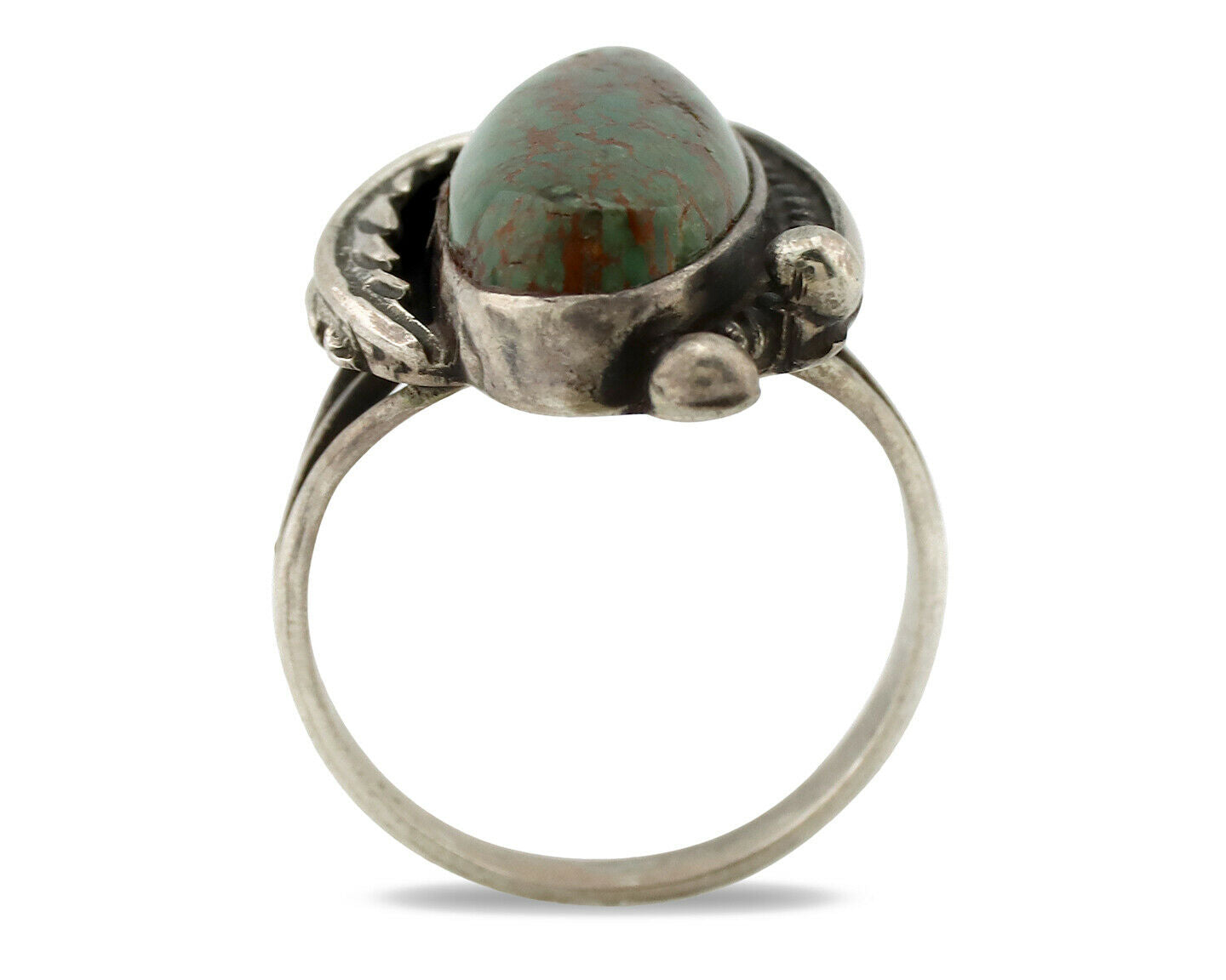 Navajo Ring .925 Silver Manassas Turquoise Signed Native Artist C.80's
