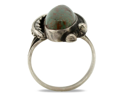 Navajo Ring .925 Silver Manassas Turquoise Signed Native Artist C.80's