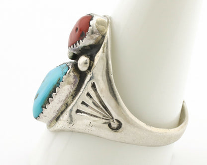 Zuni Ring .925 Silver Natural Blue Turquoise Native American Artist C.1980's