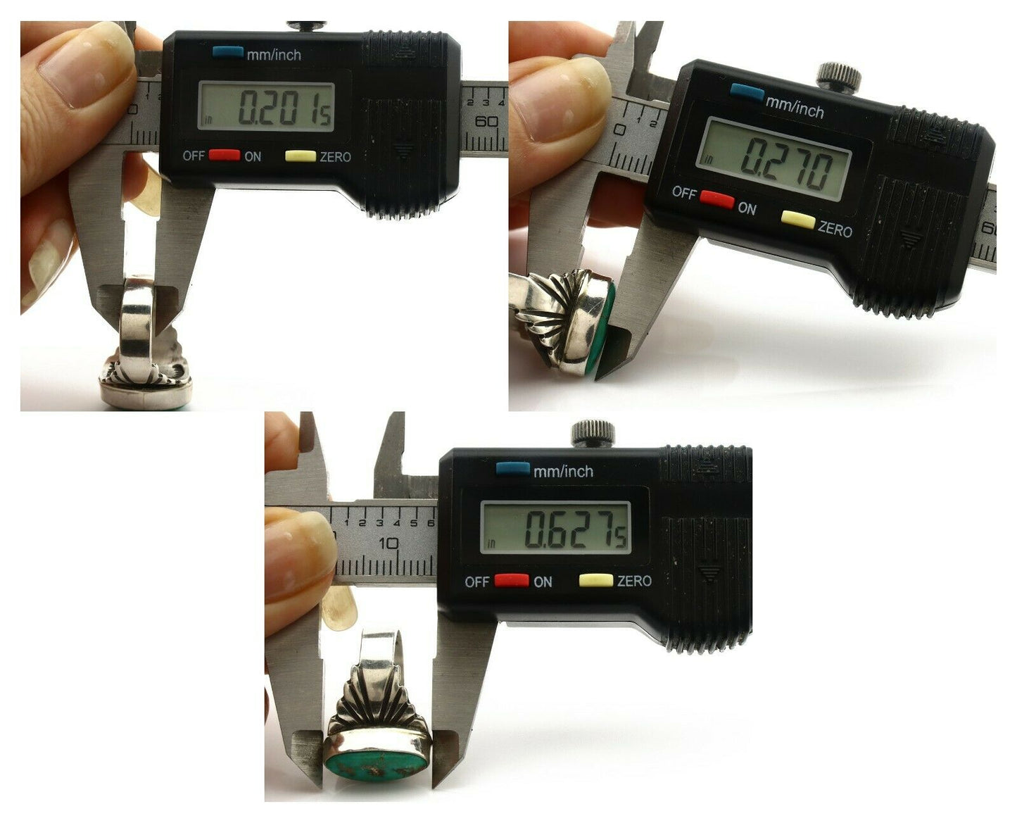 Navajo Ring .925 Silver Blue Green Arizona Turquoise Artist Signed Apache C.80's