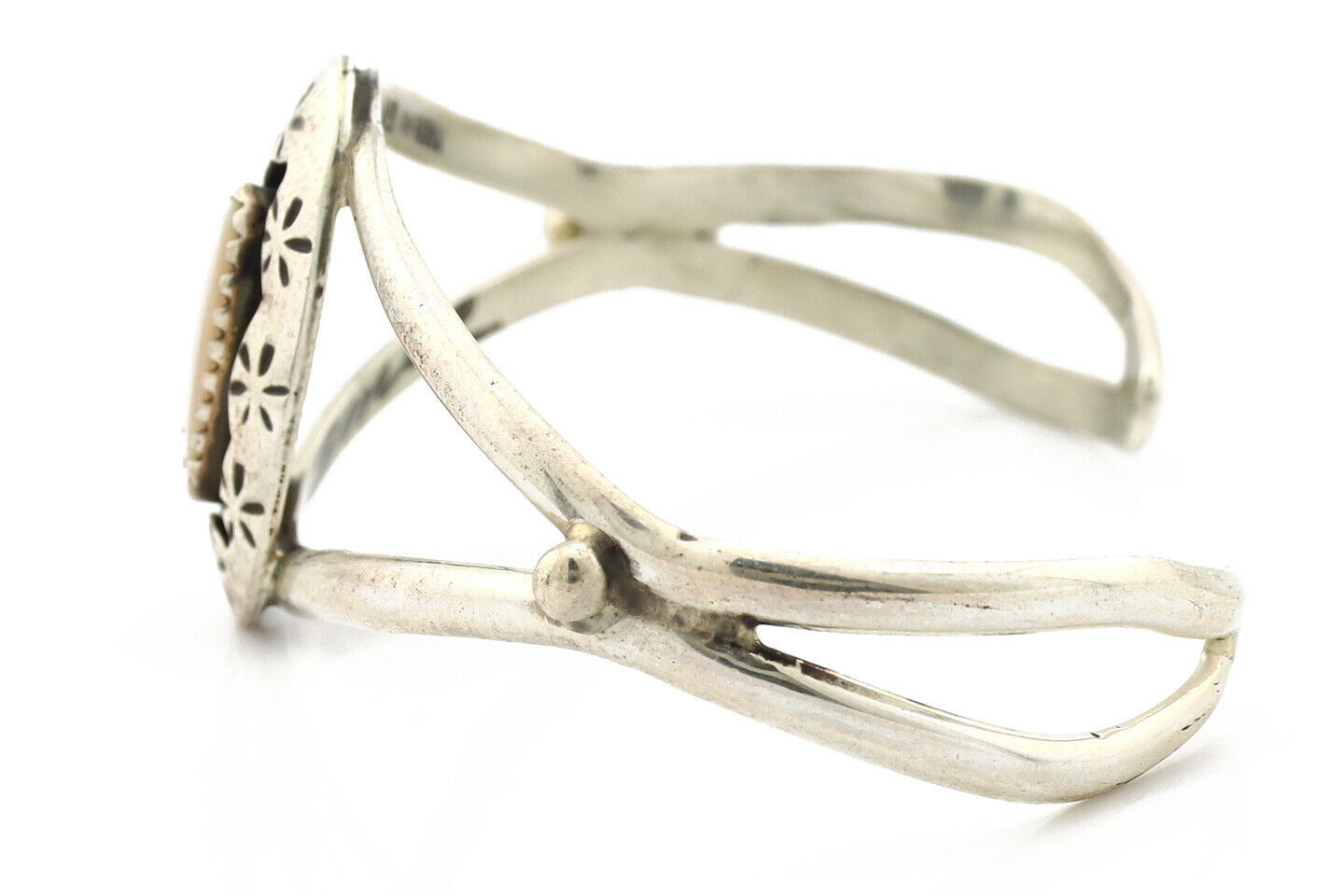 Navajo Bracelet .925 Silver Natural MOP Artist Signed IJC C.90's