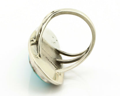 Navajo Ring .925 Silver Kingman Turquoise Signed Doug Zachary C.1980's
