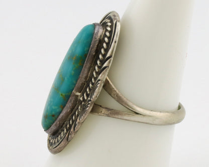 Navajo Ring .925 Silver Nevada Turquoise Native American Artist C.1980's