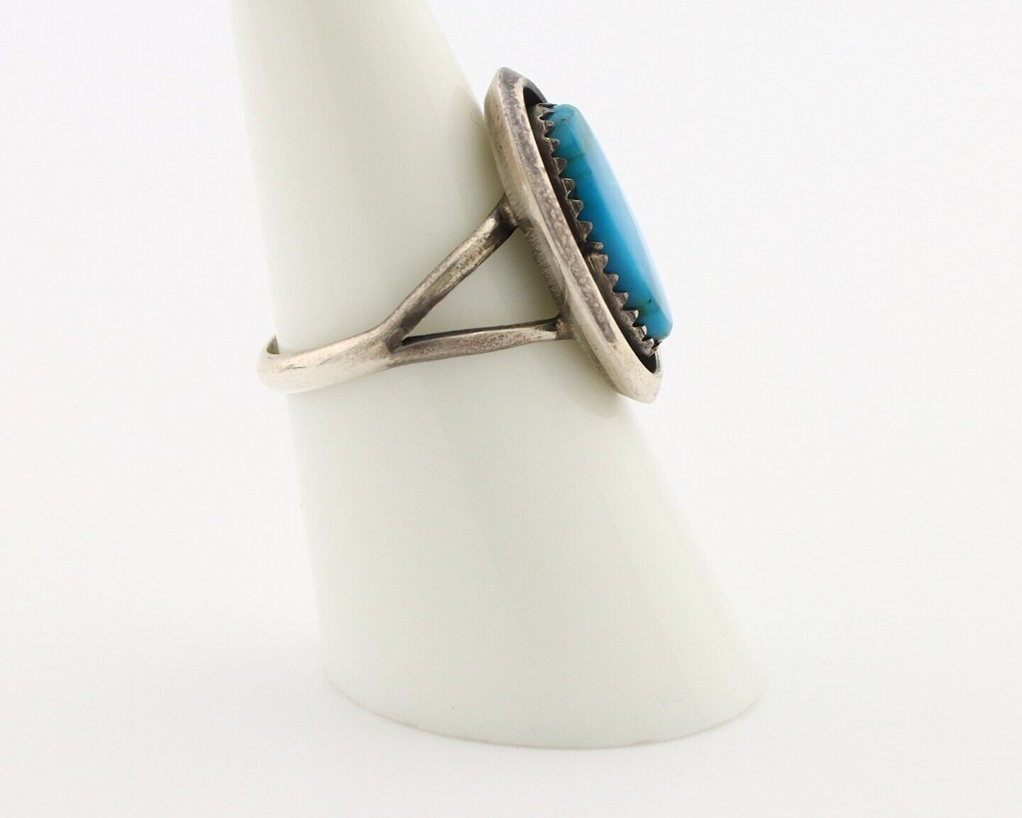 Navajo Ring 925 Silver Blue Gem Turquoise Native American Artist C.80's