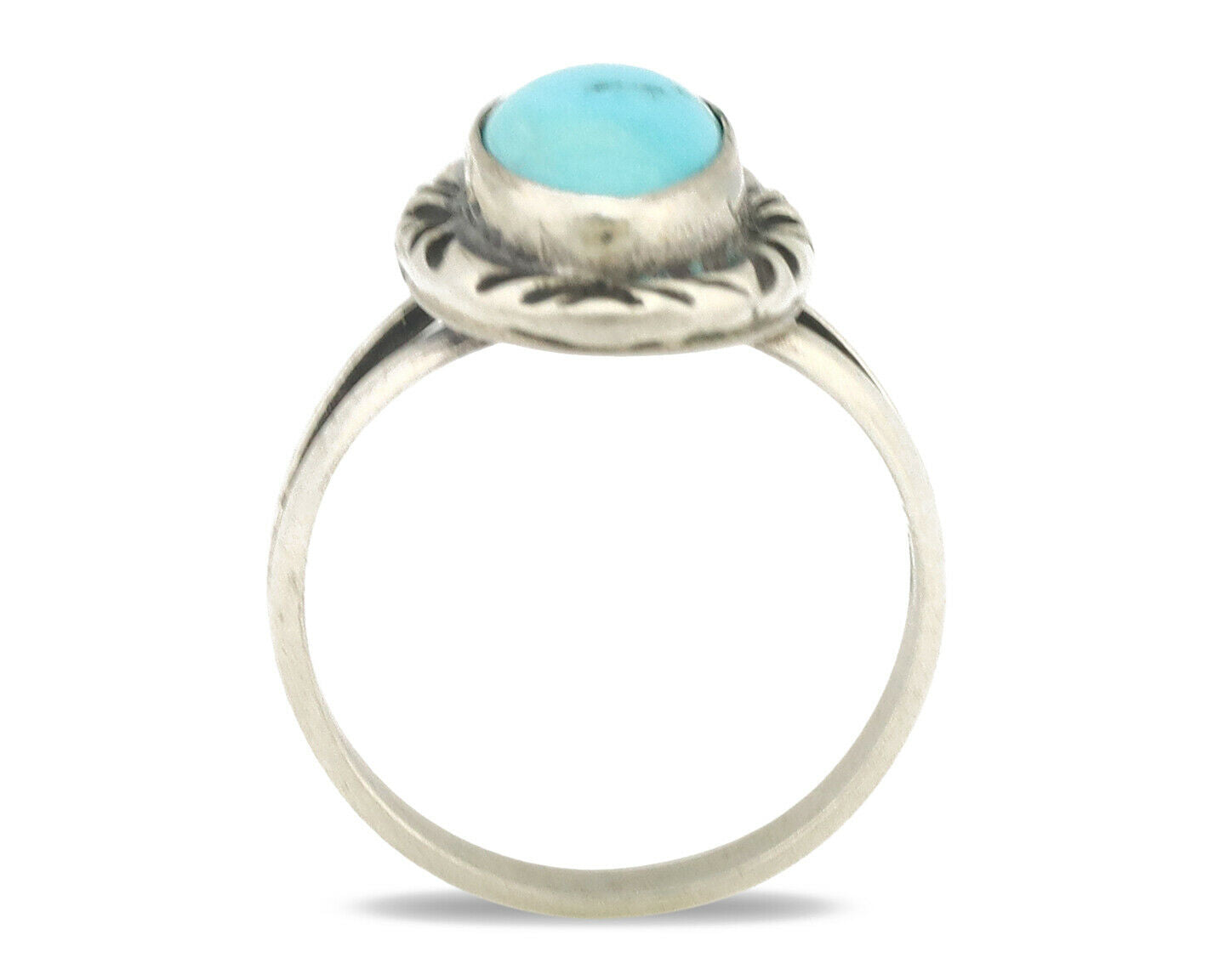 Navajo Ring .925 Silver Natural Blue Turquoise Native Artist Signed C.80's