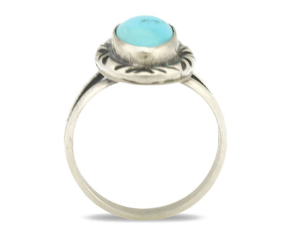 Navajo Ring .925 Silver Natural Blue Turquoise Native Artist Signed C.80's