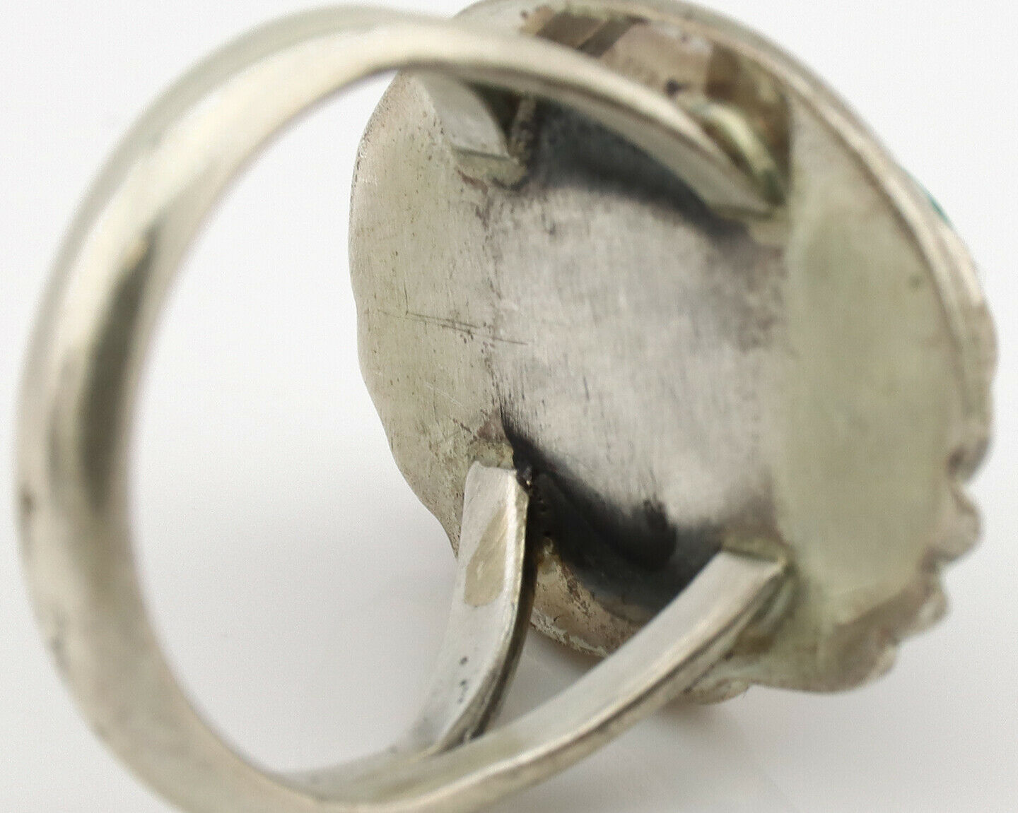 Navajo Ring .925 Silver Kingman Turquoise Native American Artist C.1980's