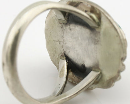 Navajo Ring .925 Silver Kingman Turquoise Native American Artist C.1980's