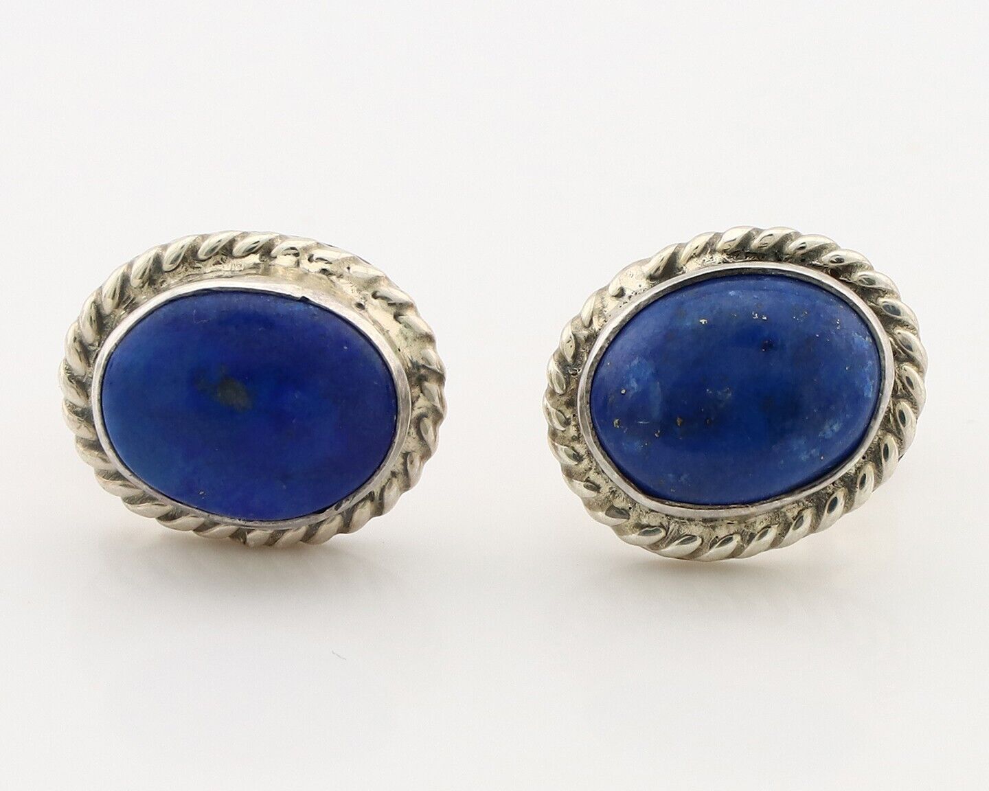 Navajo Earrings 925 Silver Natural Mined Lapis Native American Artist C80s