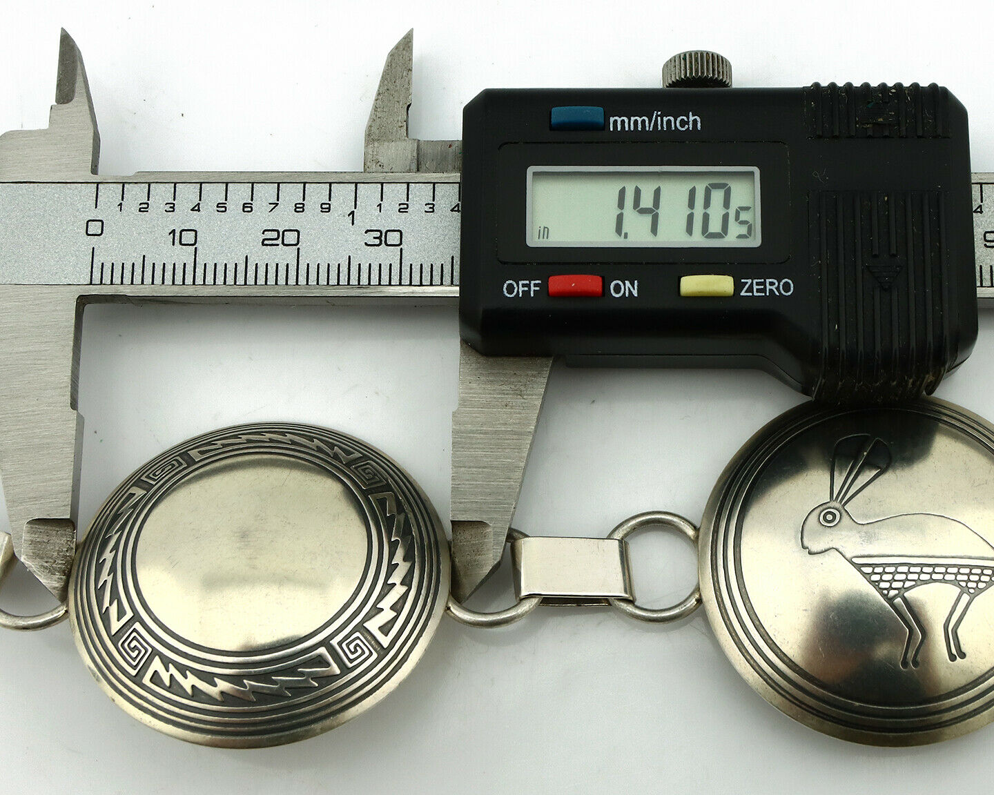 Navajo Concho Belt .925 Silver Pictograph Animal Native American C.80's