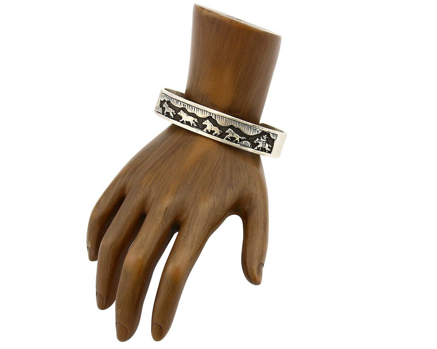 Navajo Bracelet .925 Silver Hand Stamped Overlay Signed HY C.80's