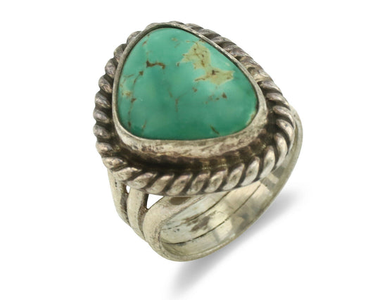 Navajo Ring .925 Silver Kingman Turquoise Native American Artist C.1980's