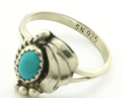 Navajo Ring .925 Silver Natural Blue Turquoise Artist Signed SN C.80's