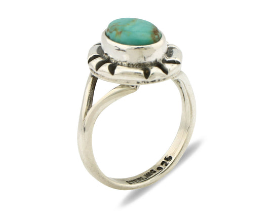 Navajo Ring .925 Silver Kingman Turquoise Artist Signed Gecko C.90's