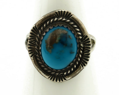 Navajo Ring .925 Silver Natural Blue Turquoise Native American Artist C.80's
