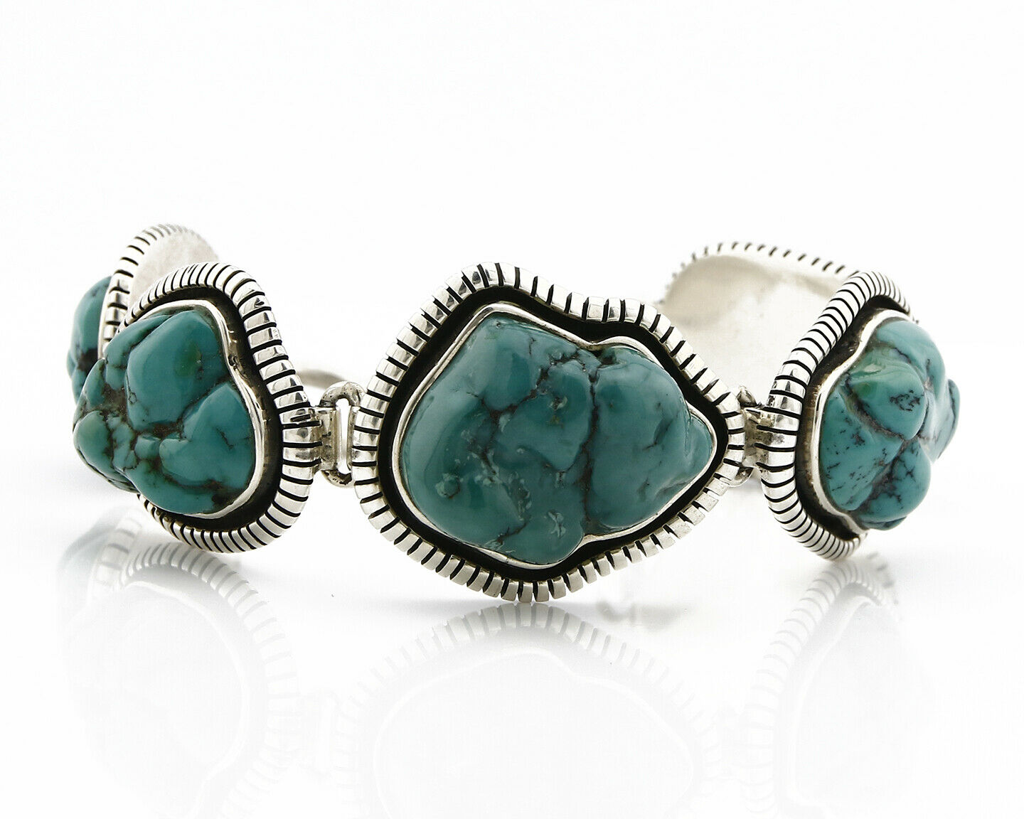 Navajo Bracelet .925 Silver Natural Sea Foam Turquoise Handmade C.80's