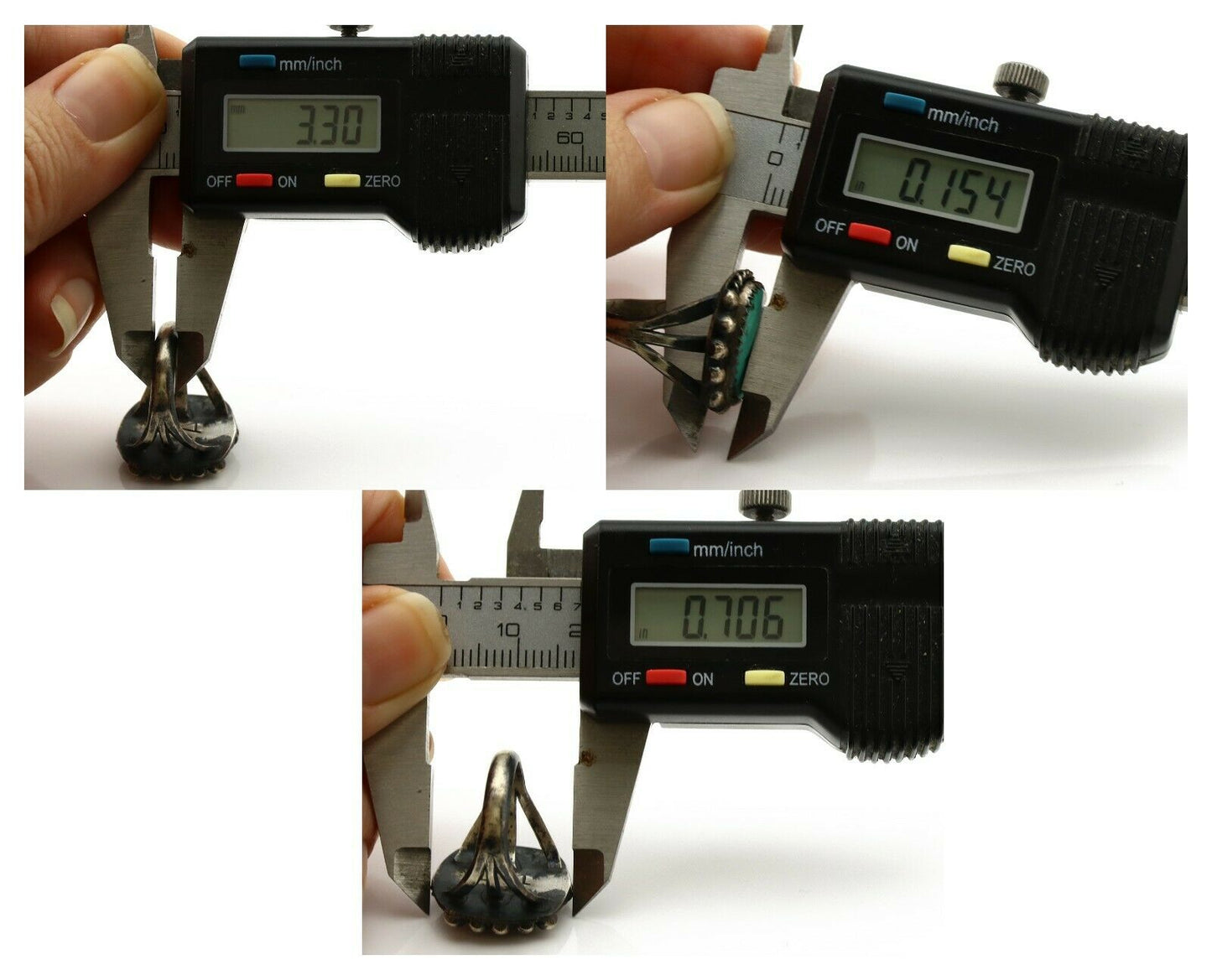 Navajo Ring .925 Silver Kingman Turquoise Artist Signed FA C.1980's