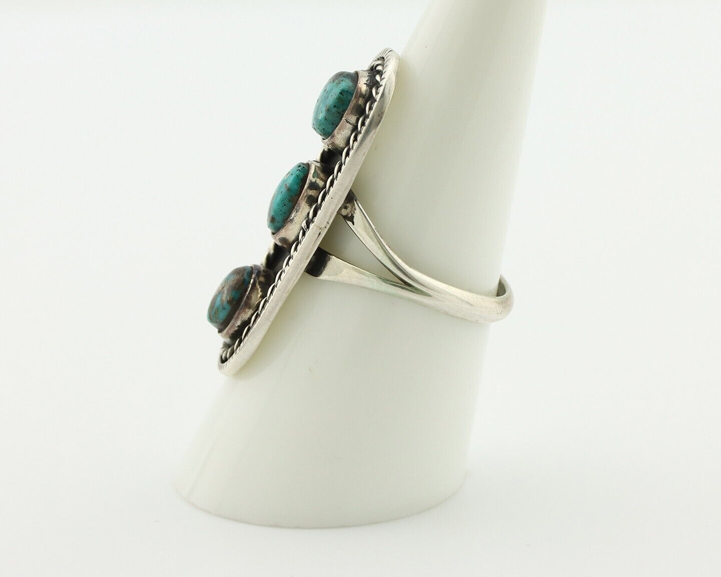 Navajo Ring .925 Silver Natural Blue Turquoise Native American Artist C.80's