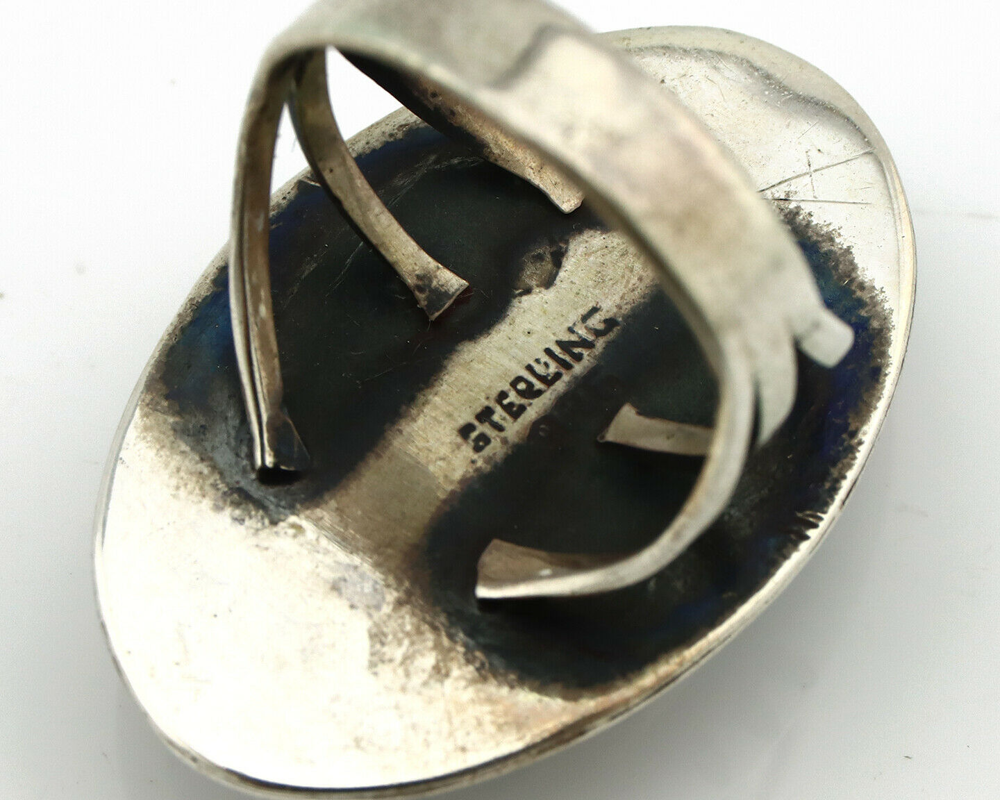 Navajo Ring .925 Silver Blue Turquoise Native American Artist C.80's