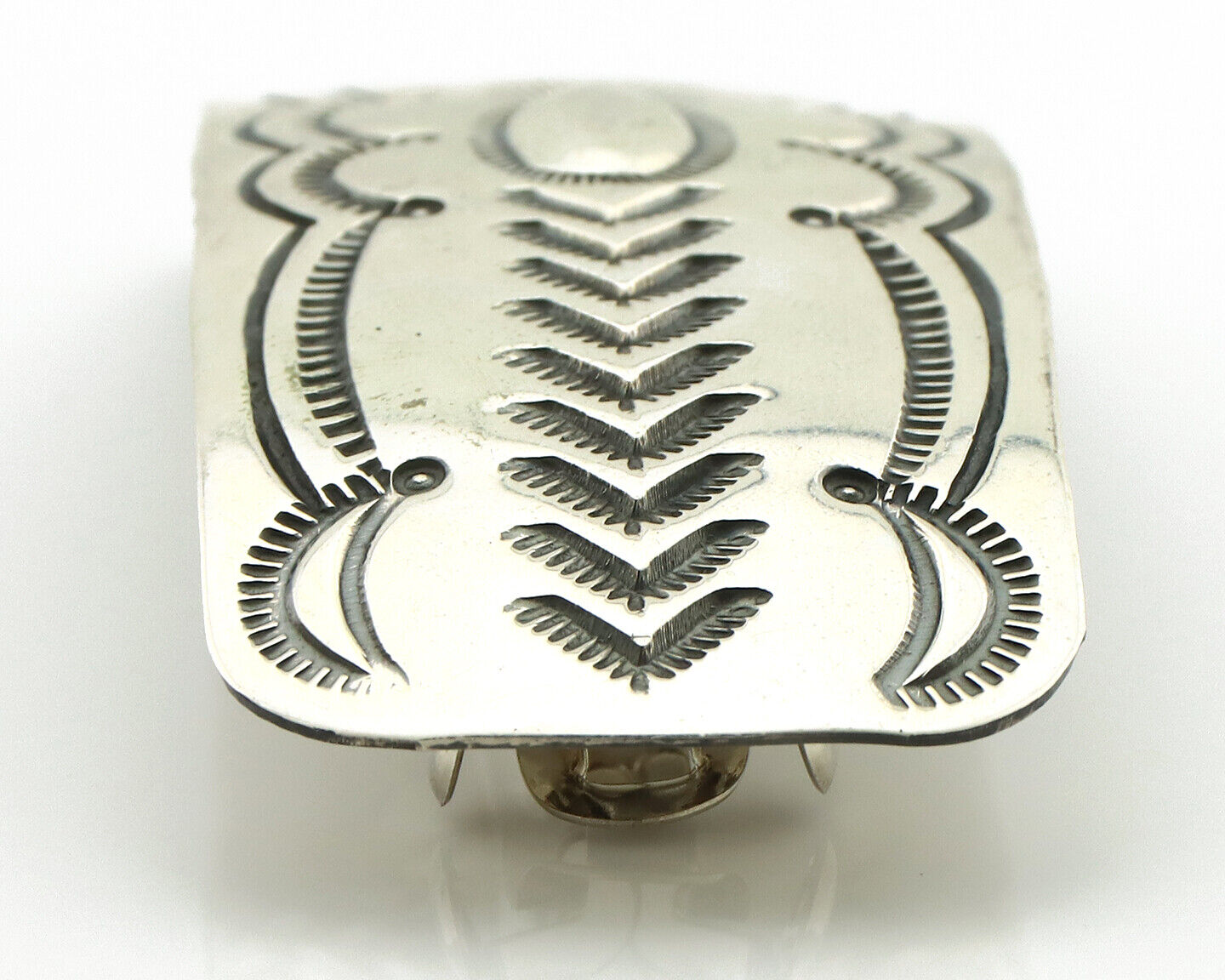 Navajo Hair Clip Barrette .925 Silver Hand Stamped Artist Signed Harold Tom C80s