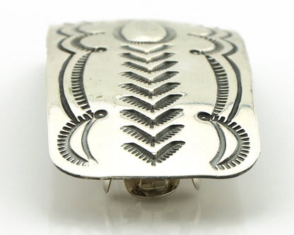 Navajo Hair Clip Barrette .925 Silver Hand Stamped Artist Signed Harold Tom C80s